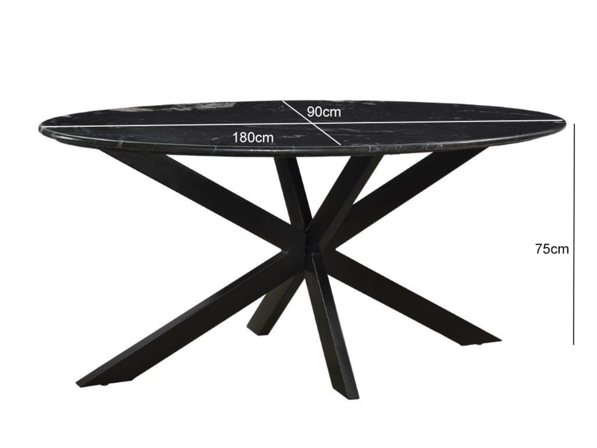 Marble Oval Spider Black 180cm