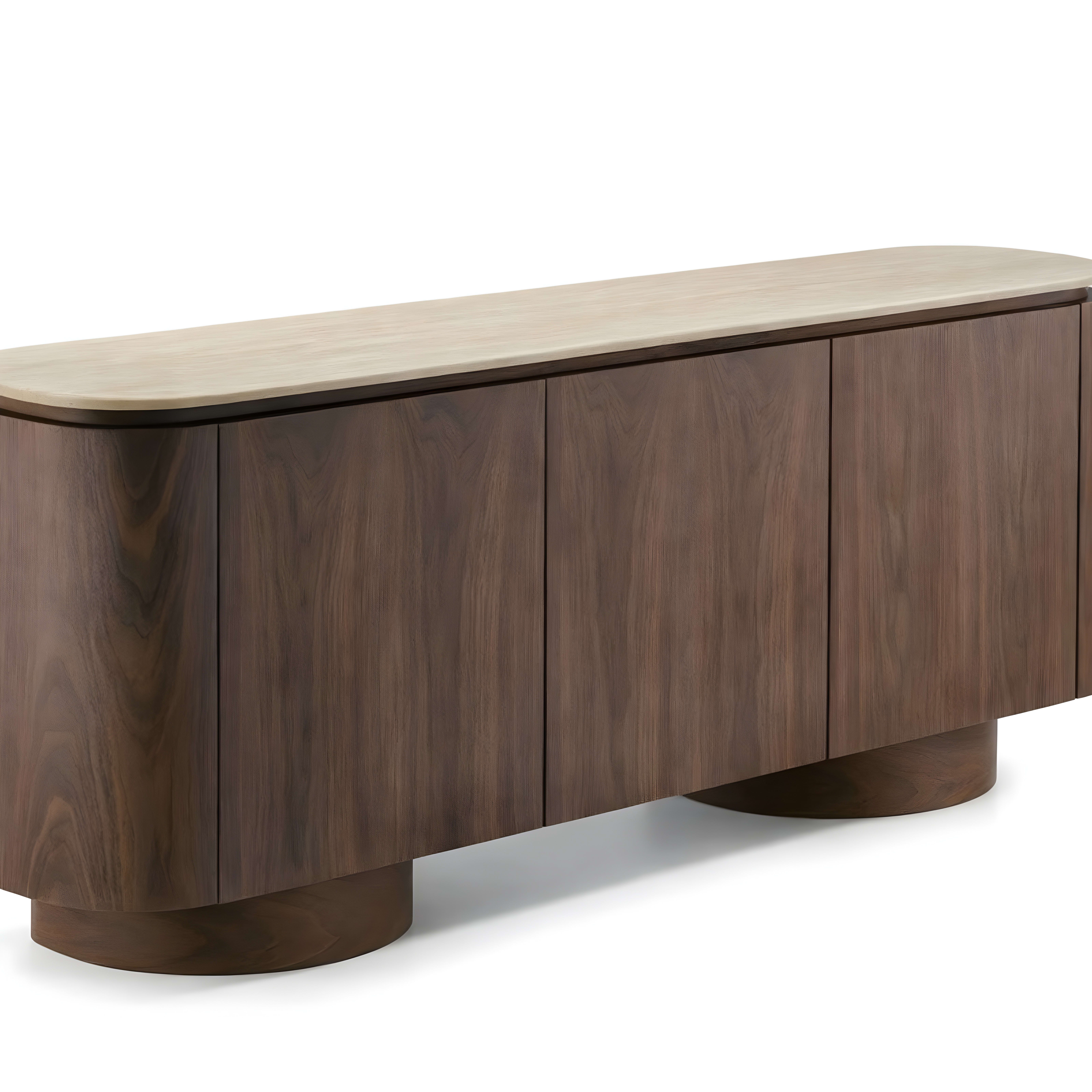Monza Brown Dressoir 180×40×85 Flintstone Marmer Faux Marmer — 1