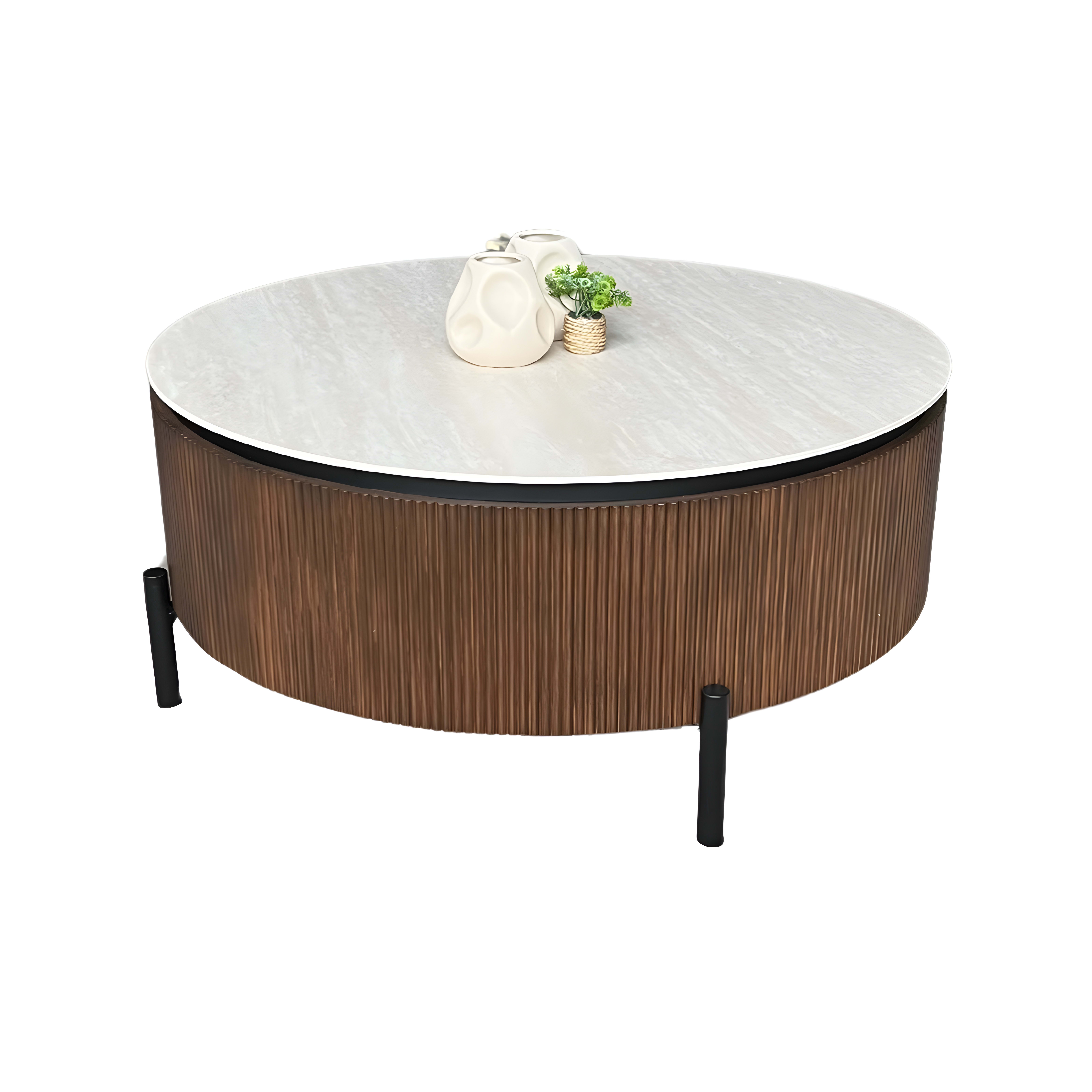 Aqua Salontafel Ø 100 Bruin Keramiek — 1
