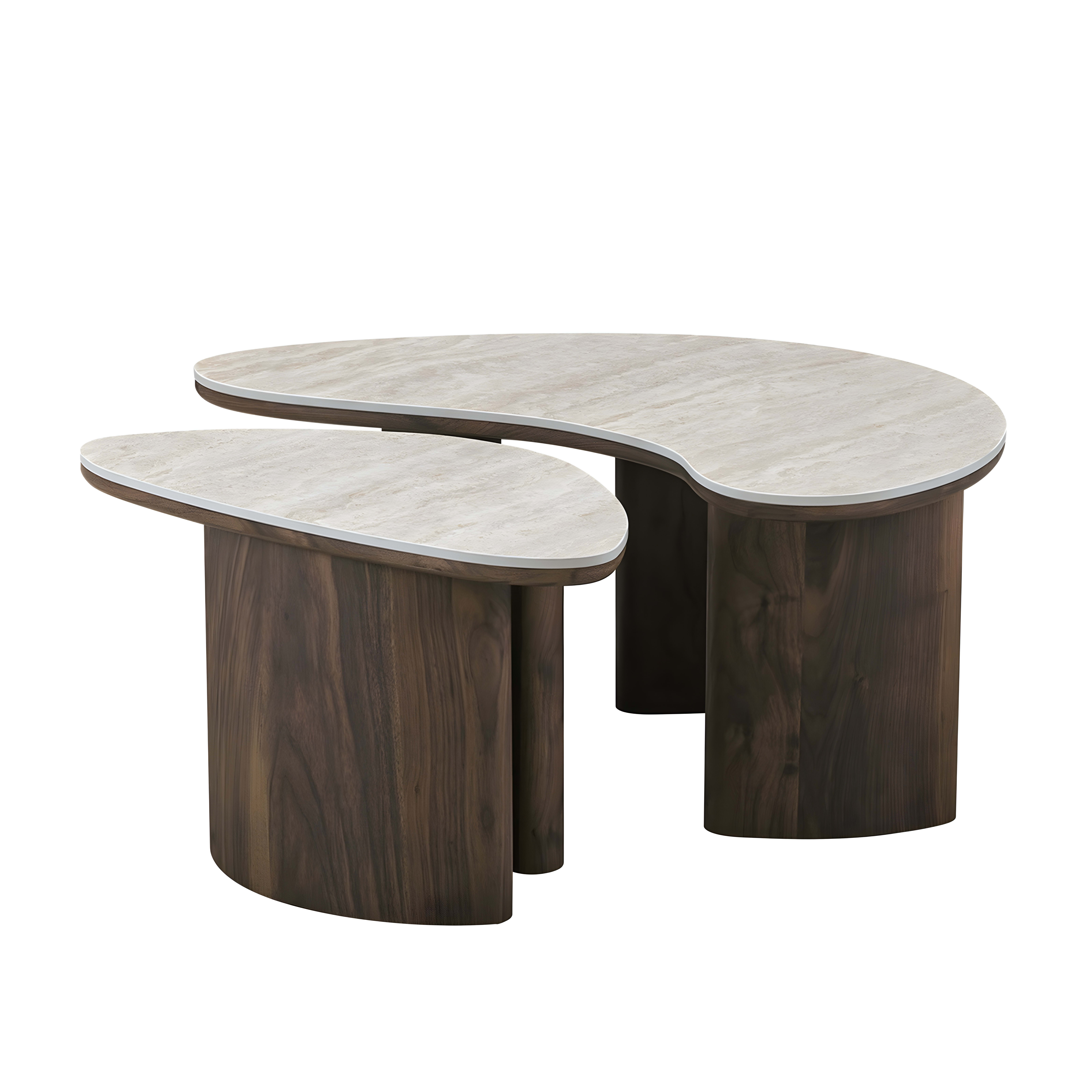 Enzo salontafel curve 65×34 walnoot keramiek — 1