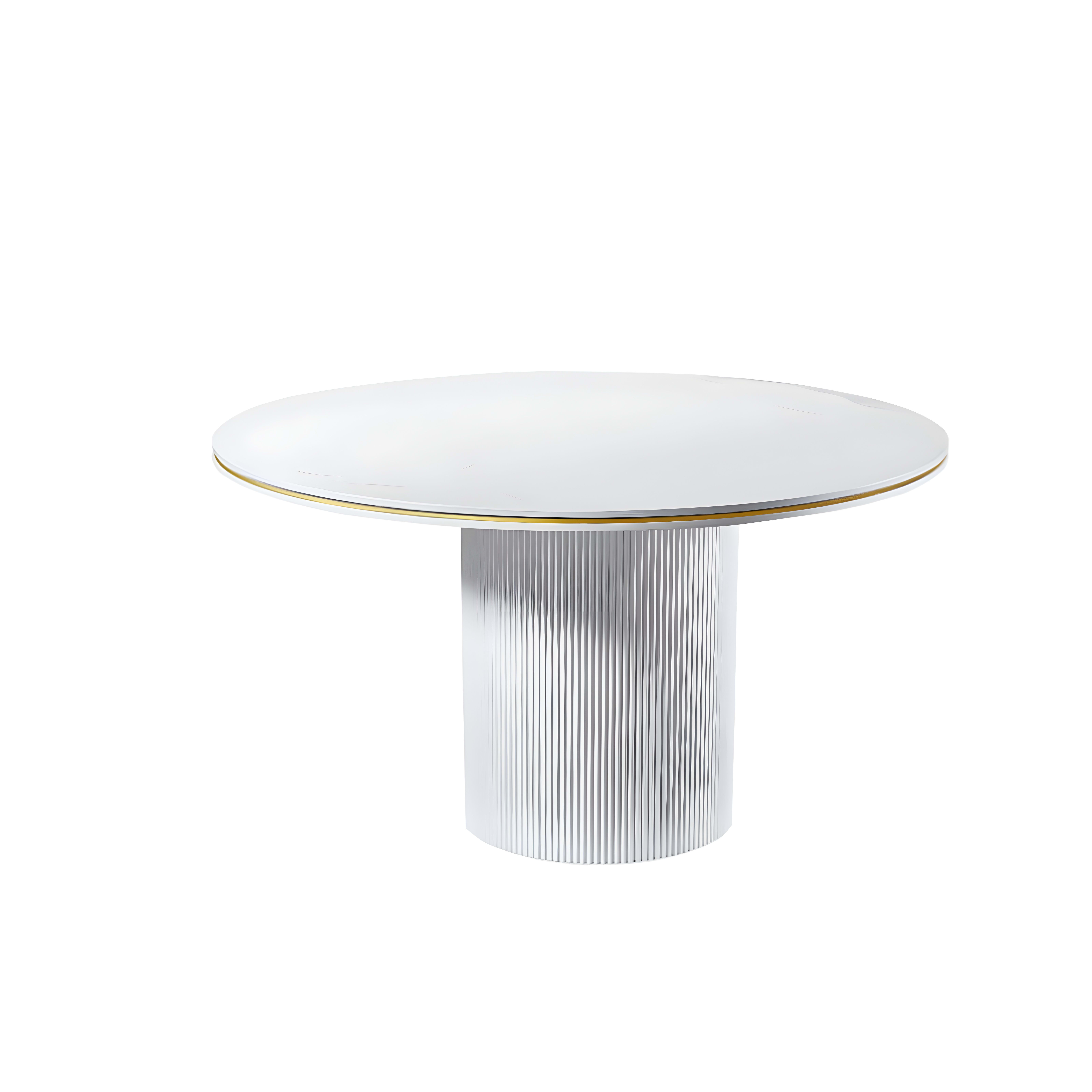 Aqua eettafel rond Ø130 wit/goud keramiek — 2