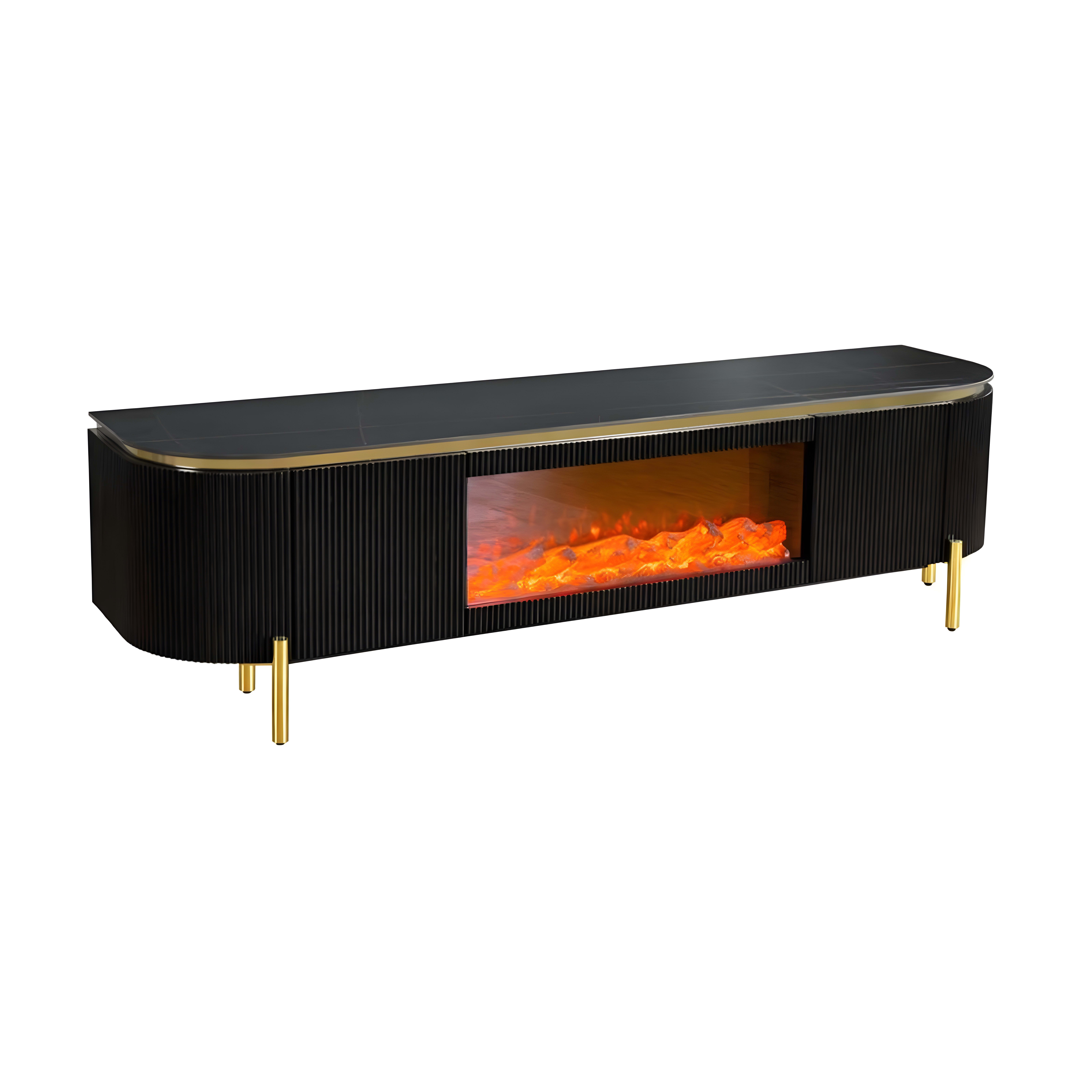 Aqua tv-meubel 200×50 zwart/goud keramiek — 1