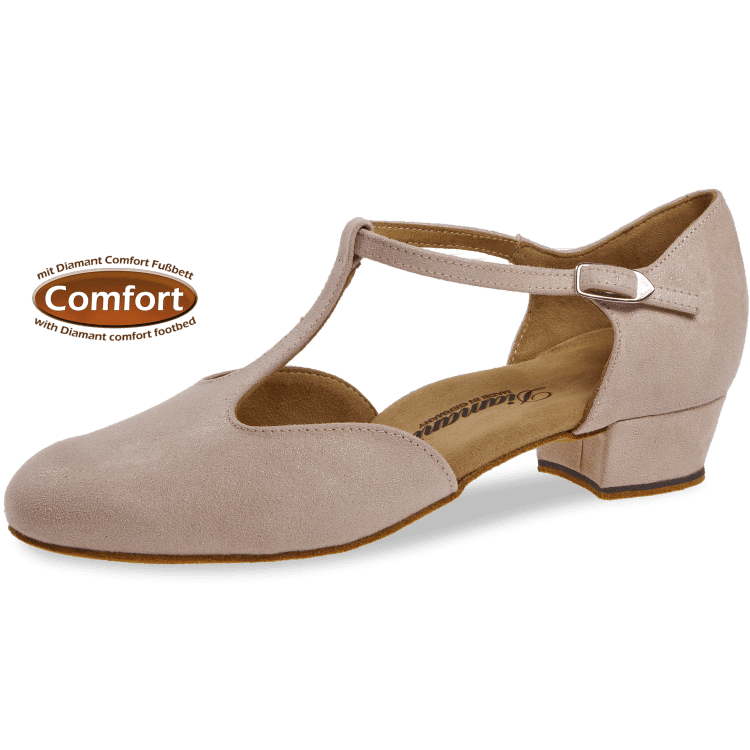 Ladies dance shoe Mod. 053 for Standard in nude suede (8,5 (42 2/3)) - Diamant dance shoes 050-029-034