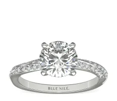 1.5ct.RD in Double Row Rollover Twist Diamond Engagement Ring 14KWG