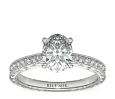 1.2ct.OV in Engraved Micropave Diamond Setting in Platinum