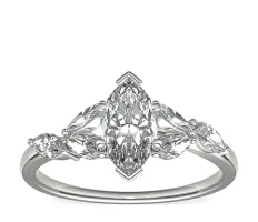 1.01ct.MQ in *Delicate* MONIQUE_Floral Petal Diamond Engagement Ring PLAT