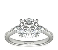 2.01ct.RD in Pear-Shape Diamond Engagement Ring Setting for Larger Diamonds in Platinum (1/2 ct. tw.)