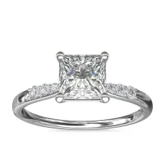 1.7ct.PR in *Delicate* Petite Tapered Graduated Diamond Ring in 14KW Gold