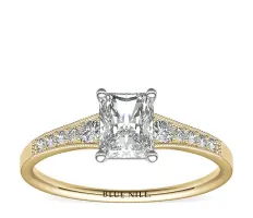 .9ct.RA in *Delicate* Graduated Milgrain Diamond Engagement Ring 14KYG