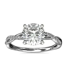 1.85ct.RD in Petite Twist Diamond Engagement Ring PLAT (1/10 ct. tw.)