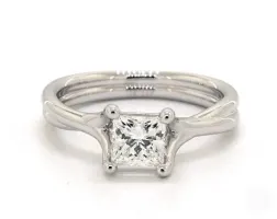 1.23ct Princess Diamond Engagement Ring (Ideal-Cut H-Color VS2-Clarity) Modern Crossover Solitaire 3.1mm Platinum