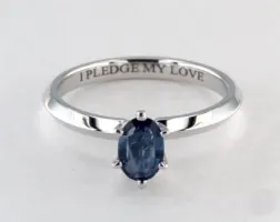 .32ct Oval Blue Sapphire, Knife-Edge Classic 4-Prong Engagement Ring in 14K White Gold 2.0mm Width Band