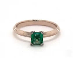 .30ct Emerald Cut Green Emerald, Knife-Edge Classic 4-Prong Engagement Ring in 14K Rose Gold 2.0mm Width Band