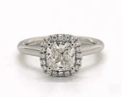 1.01ct Cushion Diamond Engagement Ring (VG-Cut F-Color VS2-Clarity) Stunning Halo 1.8mm Platinum