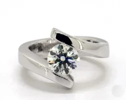 1.50ct Round Bold Spiral Tension Set Floating Diamond Diamond Engagement Ring (Excellent-Cut D-Color VS1-Clarity) 4mm Platinum