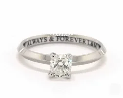 .50ct Cushion Diamond Engagement Ring (Ideal-Cut I-Color SI1-Clarity) Knife-Edge Classic 4-Prong 2.0mm 14K White Gold