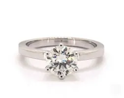 0.90ct Round Solitaire Comfort-Fit 6-Prong Diamond Engagement Ring (Very Good-Cut H-Color VS2-Clarity) 2.00mm Platinum