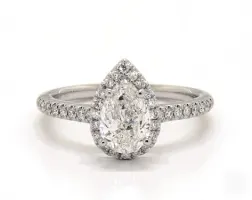 1.01ct Pear Diamond Engagement Ring (VG-Cut G-Color IF-Clarity) Distinctive Halo Pavé 1.8mm Platinum
