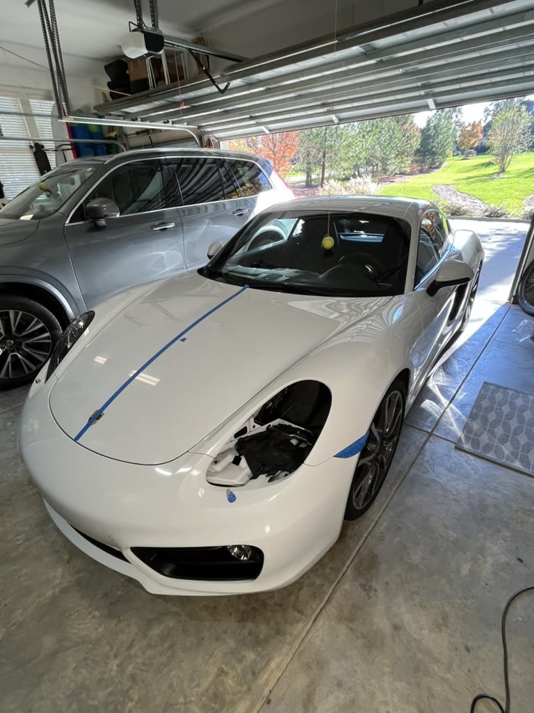 The previous owner of this car did not know how to wash a car based on the swirl marks. I taped the hood down the center so I could gauge results.