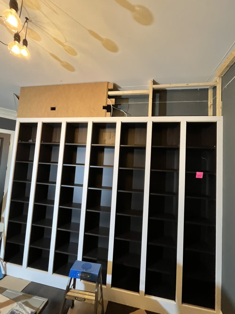 The top was longer than 8ft so I had to use two pieces on the front. I lapped them at a 45 degree angle and added some tabs on the back so I could pull them flush.