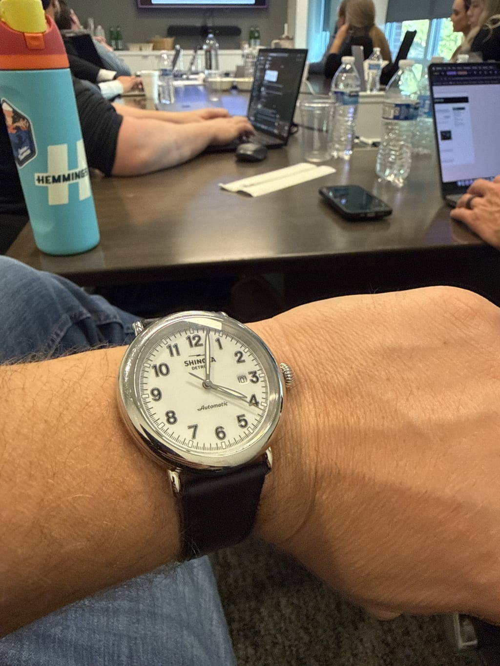 How much longer is this meeting gonna last? Who knows, but I can tell you exactly how long it has been since we started.