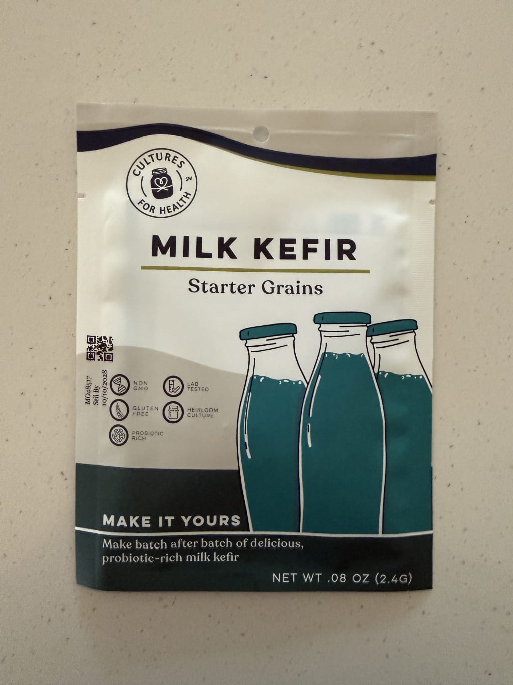 Did a little bit of research and came across these starter grains from 'Cultures for Health'.  Sounds like once I get this started, I should be able to make about a cup of kefir every 24 hours, for as long as I keep the grains fed and alive.