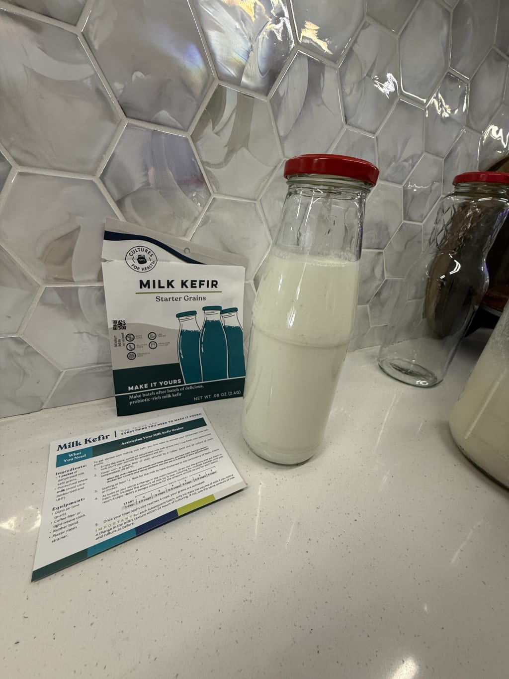 The first bottle of good tasting kefir is in!  It now has the right texture and sourness.  I’ll be ok with even a little more sourness, so I will fine tune further in the next batch.