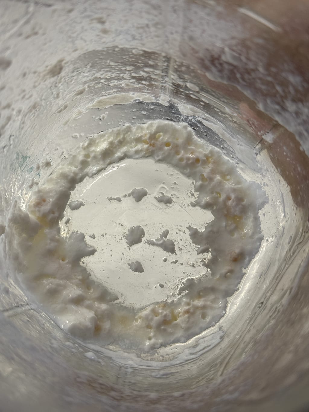 The bulk of the grains are at the bottom of the jar.  It might not be the most visually attractive sight to some, but it smells good and it is alive and well.  What more can one hope for.