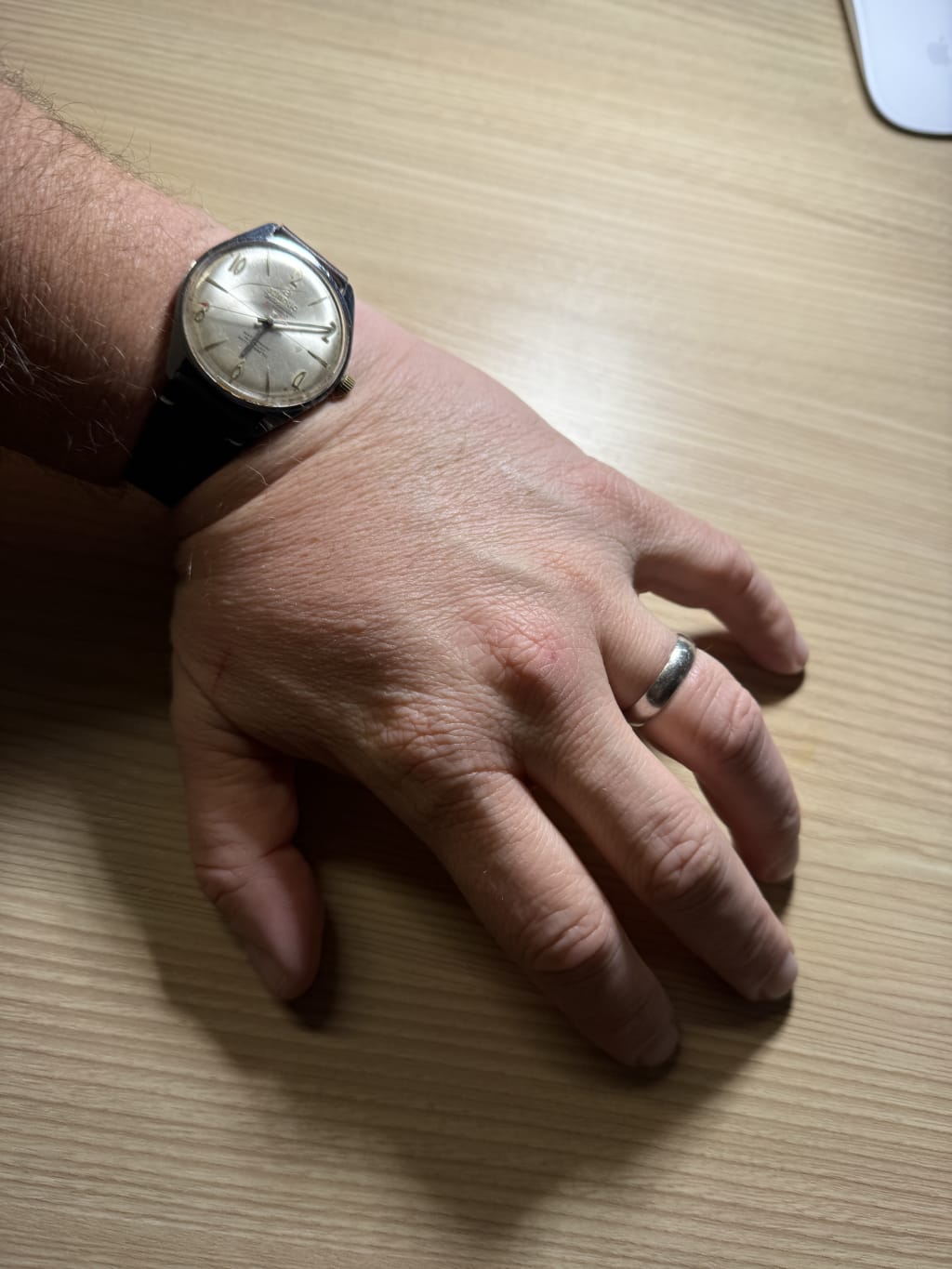 Wearing the watch and the first ending ring…