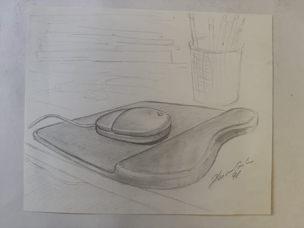 I have had this mouse and mouse pad for a very long time after drawing this.  Great wrist support :).