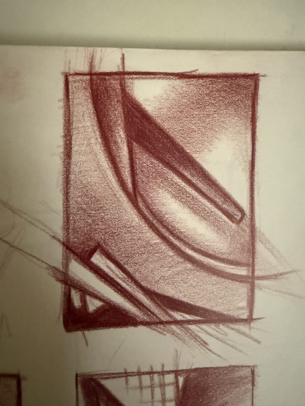 The final color charcoal drawing is inspired by this sketch.