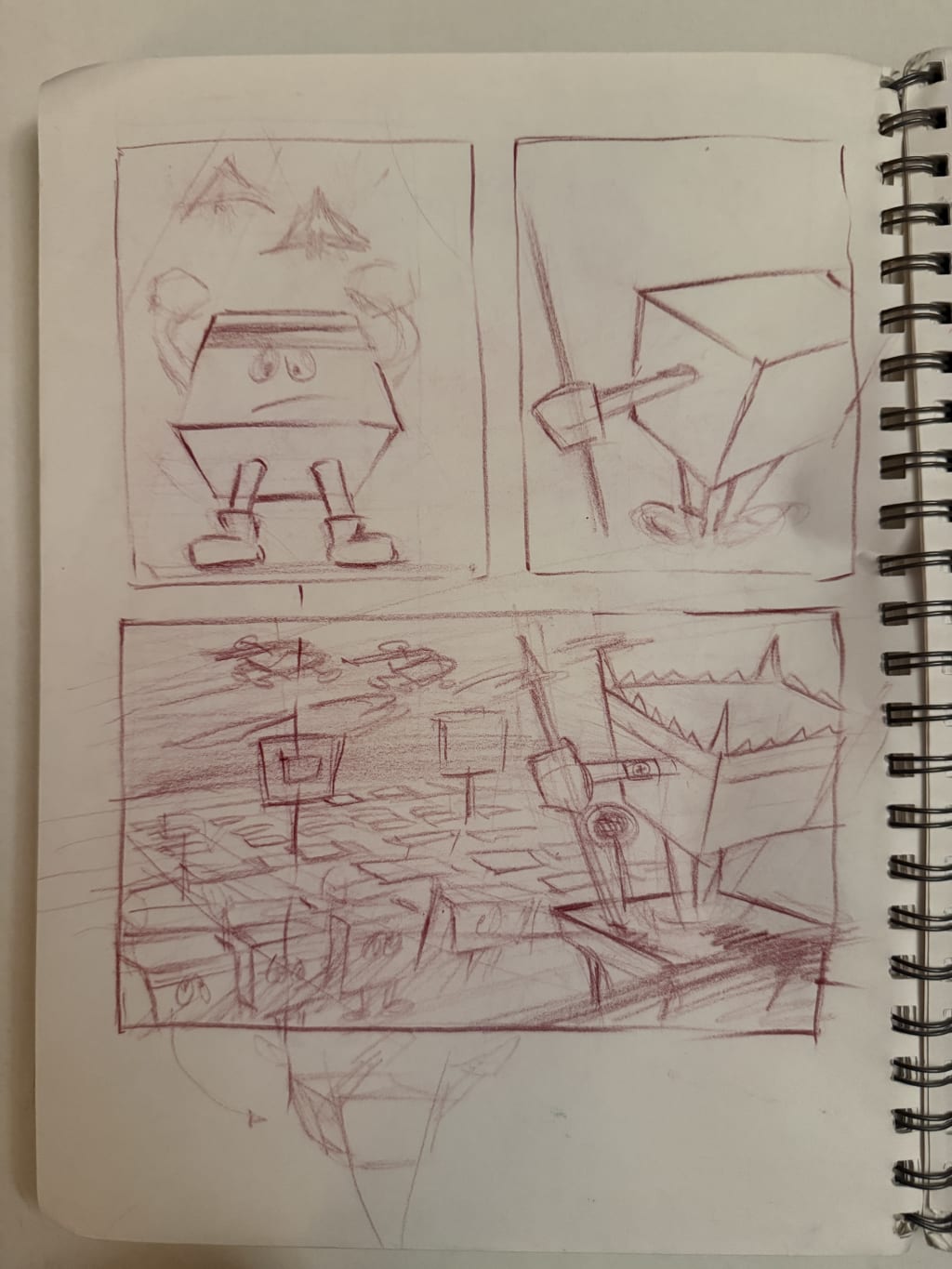 Some composition and angle sketches which eventually turned out in the final illustration.