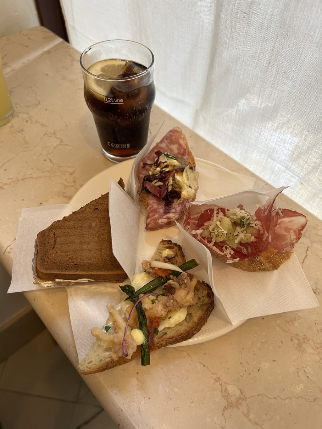 These little sandwiches at some cafe in the Venice labyrinth of streets and canals.