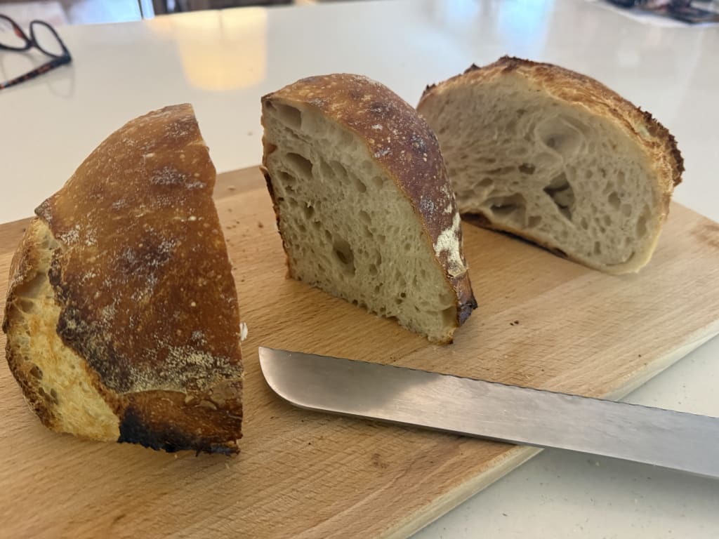 Then you slice one half in quarters.