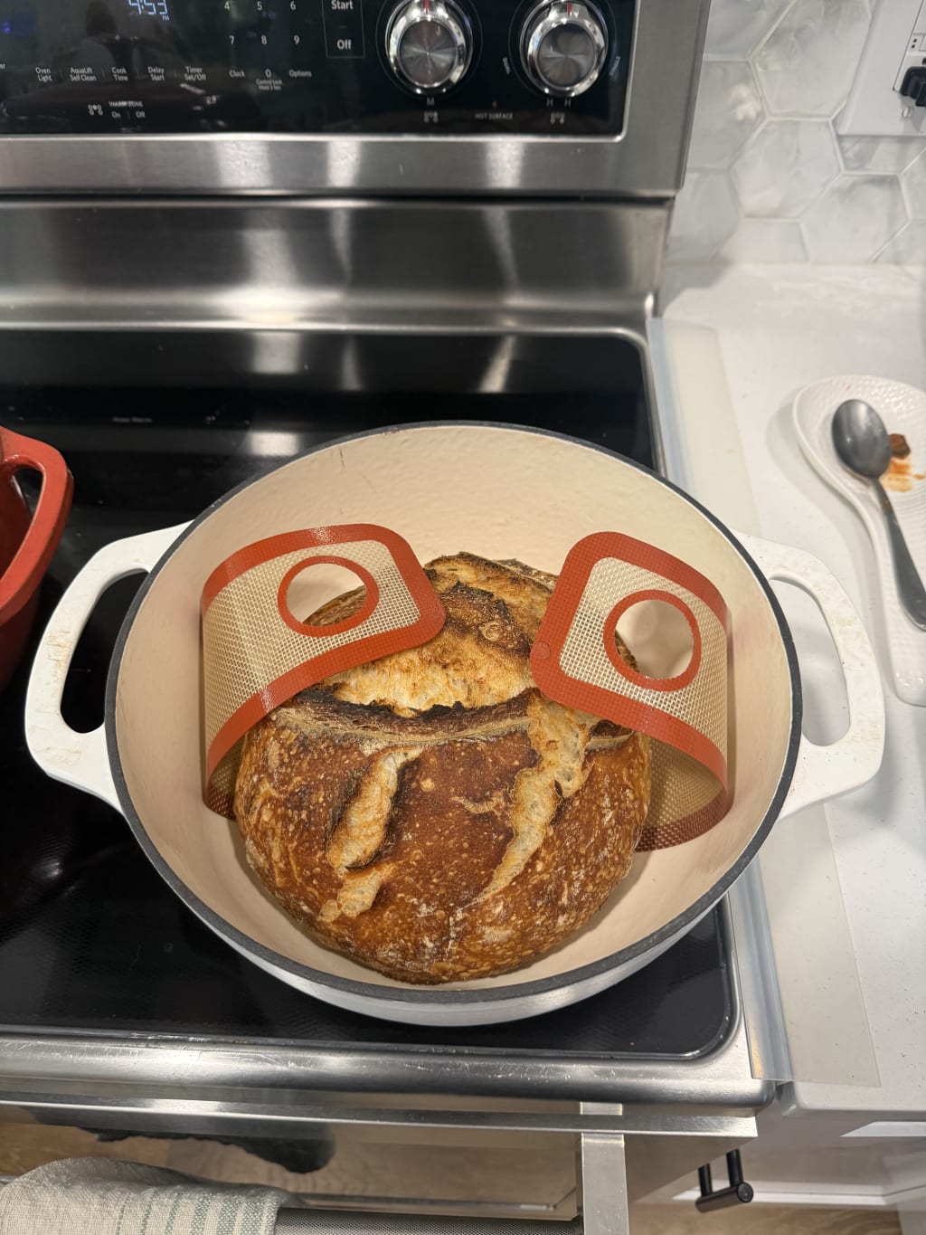 Fresh out of the oven.  The crackling sound it makes is fascinating.  Next time I’ll just record it.