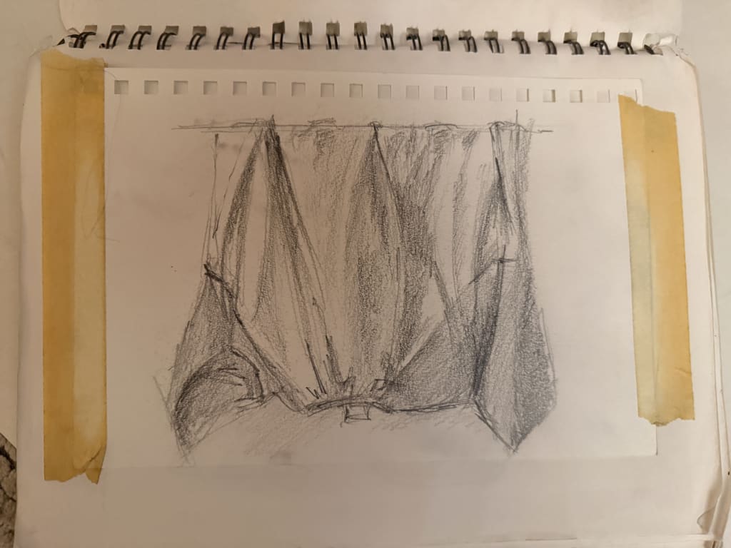 T-shirt hanging on a line, a good opportunity to study cloth folds and shading.