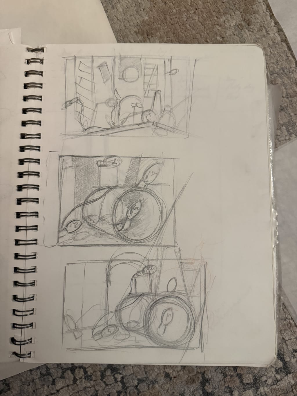 Composition sketch; working out how to best capture the scene