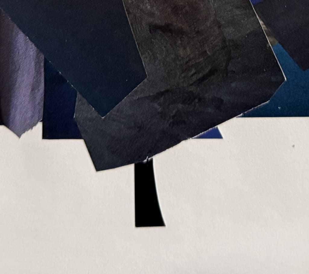 What I love most about this collage is this little piece that extends down.  I think it is a cool detail that makes the whole piece more engaging.