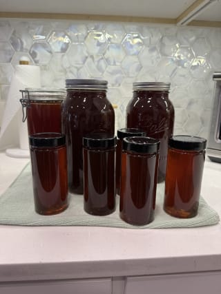 Extracting honey from last fall