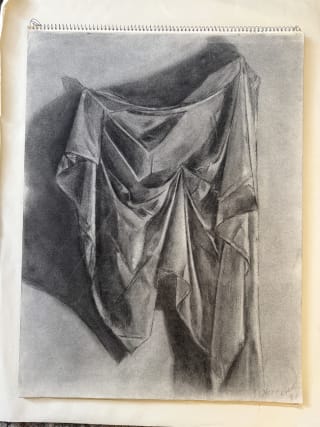 Sheet pinned to wall study