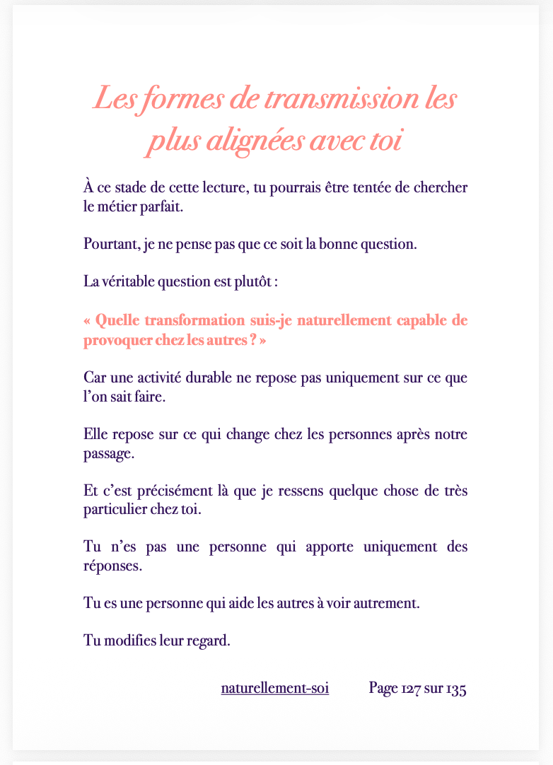 Première page intérieure d’une SoulMap professionnelle