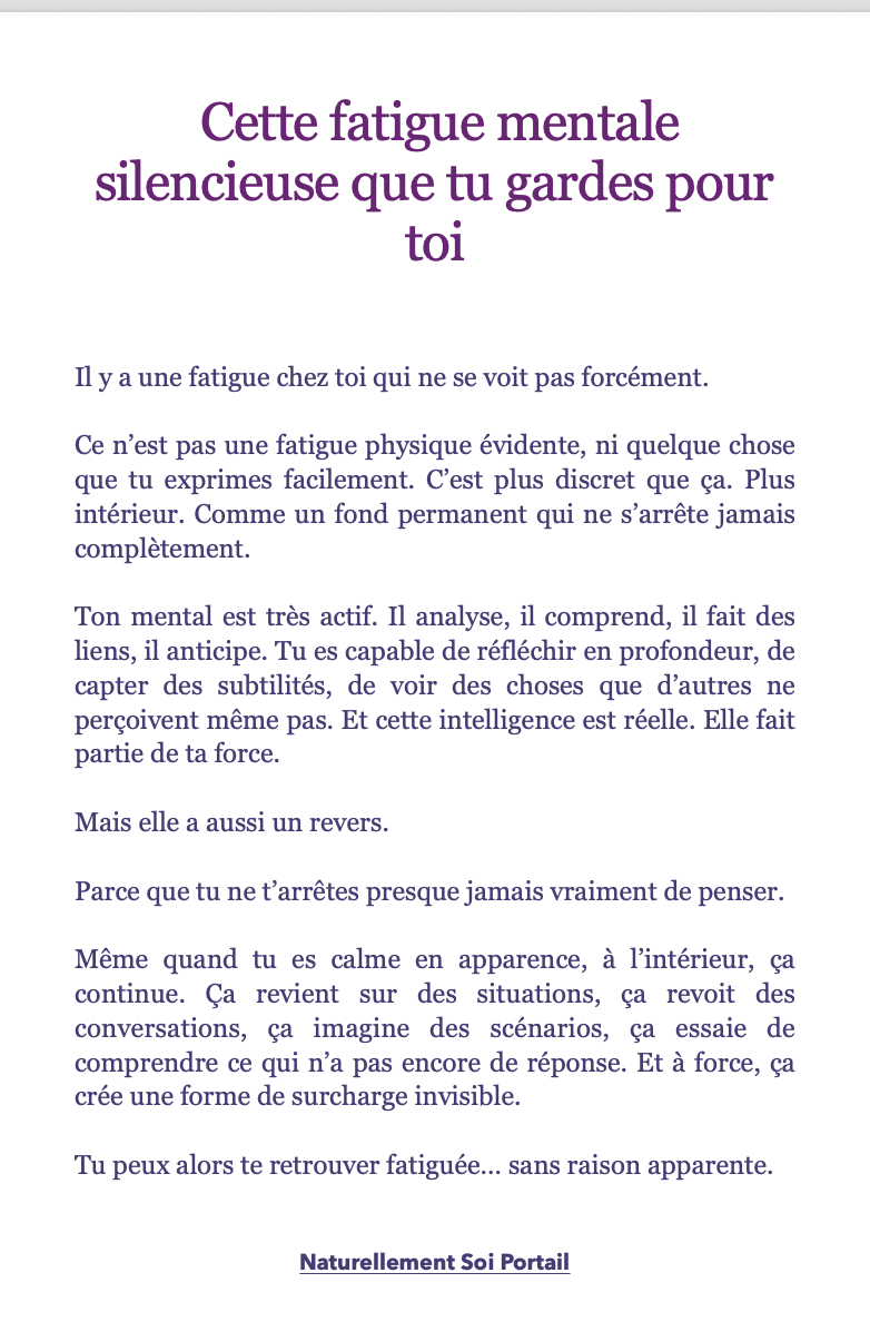 Première page intérieure d’une SoulMap personnelle
