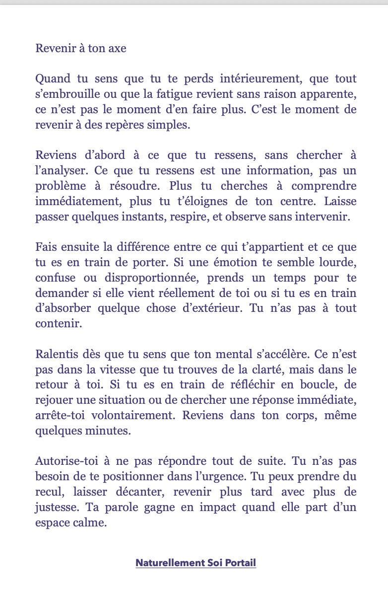 Deuxième page intérieure d’une SoulMap personnelle