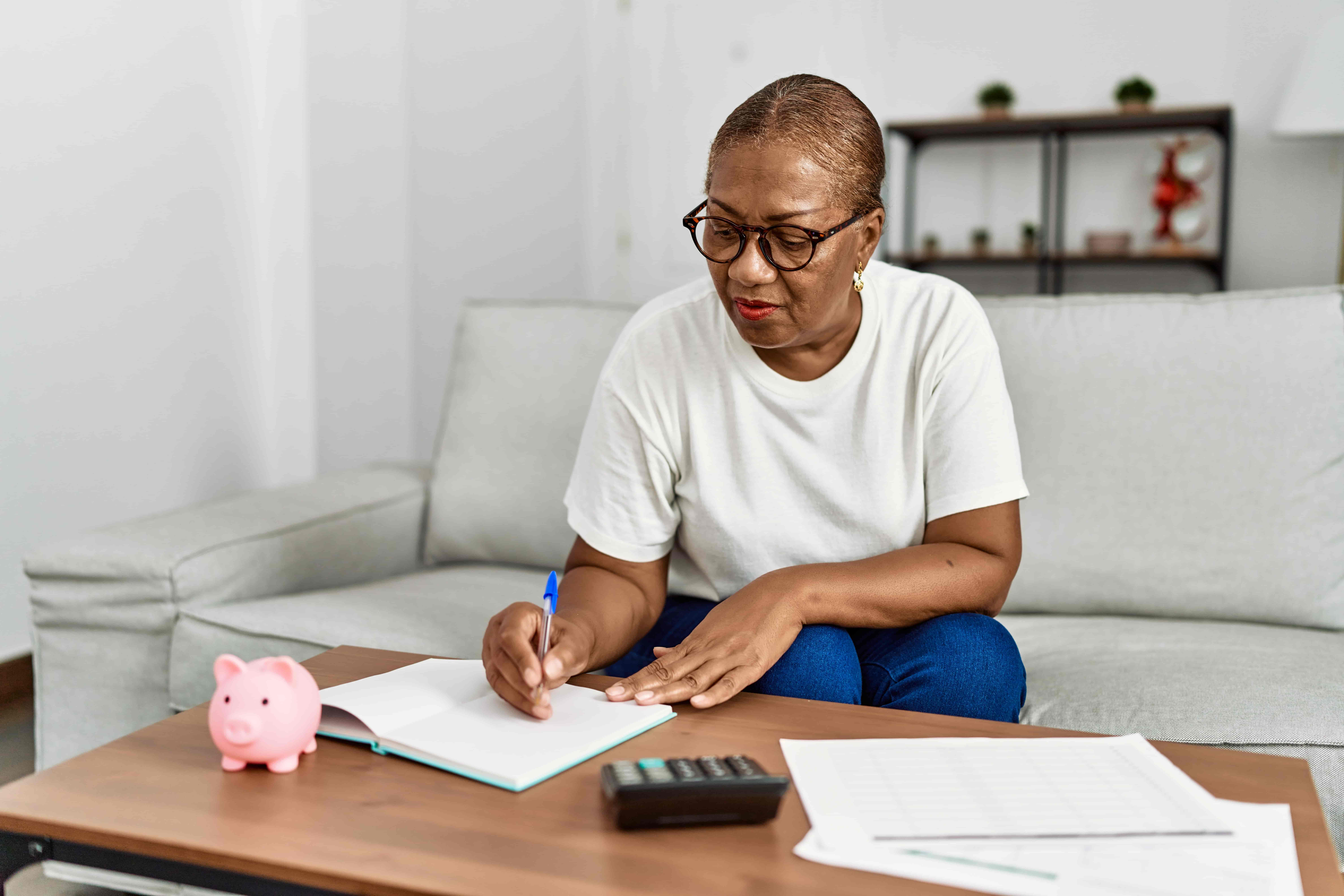 Woman making a budget