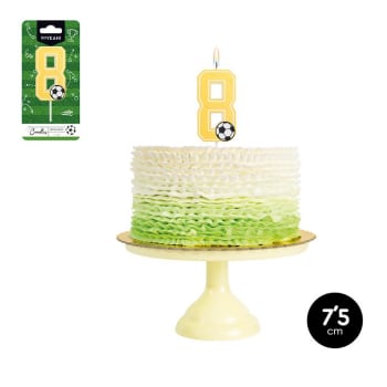 OH YEAH! Football Theme Birthday Candle Nr.8 7,5cm