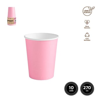 Maxi Baby Pink Bio Paper Cup 270ml 10pk