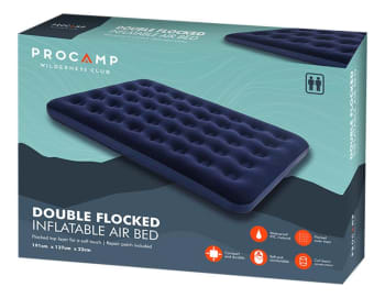 ProCamp Double Flocked Inflatable Air Bed 191x137x22cm