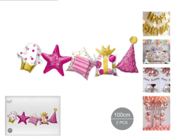 J&E Party Pink Garland Balloon 100cm 2pk 