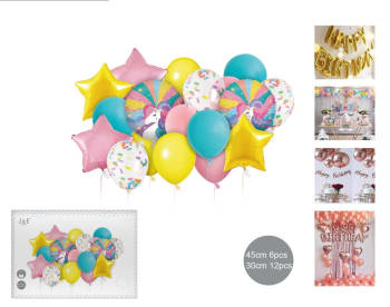 J&E Party Unicorn Balloon Set 18stk
