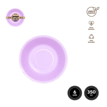 Maxi Purple Bio Paper Bowl 350ml 6pk